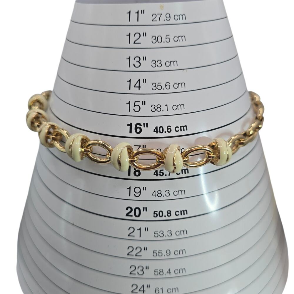 Necklace Anne Klein Cream Beige Links Gold Tone Collar 17" Statement SKU 2884 - Picture 3 of 6